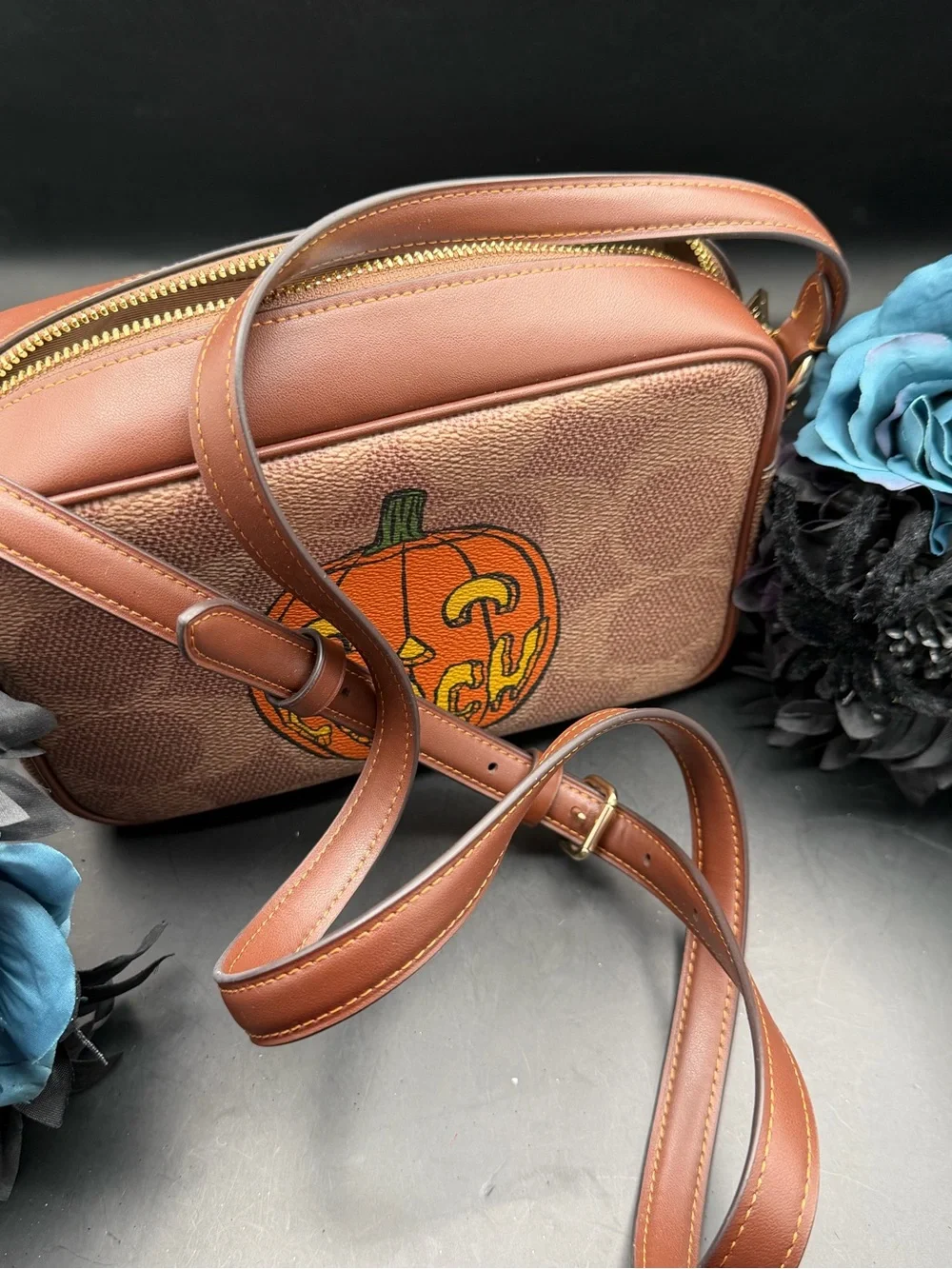 COACH Brown Leather Pumpkin Jamie Crossbody Bag